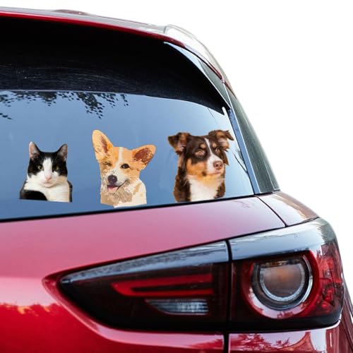 UIDMEN Personalisierter Haustier-Portrait-Aufkleber fürs Auto, lustiger Hunde-Autoaufkleber, individuelles Haustierfoto, wasserfester Fensteraufkleber, Geschenk für neues Haustier von UIDMEN