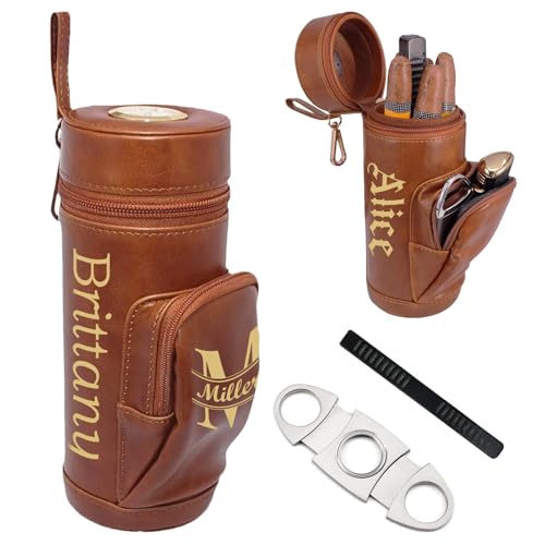 UIDMEN Personalisierter Zigarren-Humidor mit graviertem Namen, tragbarer Reise-Zigarren-Humidor-Etui, Zigarren-Zubehör für Männer, Zigarren-Box mit Zedernholz ausgekleidet und Tasche, Geschenke für UIDMEN Personalisierter Zigarren-Humidor mit graviertem Namen, tragbarer Reise-Zigarren-Humidor-Etui, Zigarren-Zubehör für Männer, Zigarren-Box mit Zedernholz ausgekleidet und Tasche, Geschenke für von UIDMEN