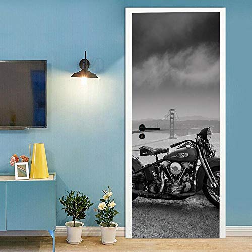 3D Türaufkleber 100x200cm Motorrad Türtapete selbstklebend Fototapete Türpanel Türposter Türfolie Türsticker PVC Wasserfest Wandbild Wandaufkleber Für Wohnzimmer kinder bad Schlafzimmer von UIGFDSDF