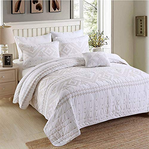 UIGJIOG Tagesdecke 240X260 Bettüberwurf weiß,Überwurf Tagesdecke,Tagesdecke Mit Kissen Set,warm Decke für 4 Jahreszeit Stepp Decke für Bett Sofaüberwurf,240x260cm von UIGJIOG