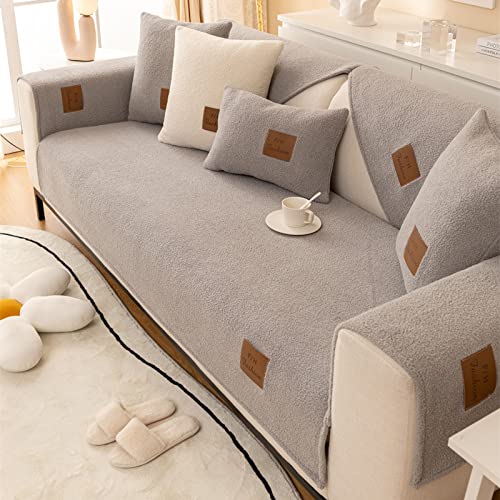 UIGJIOG Samt Sofabezug Ecksofa Sofaschoner rutschfest 1 2 3 4 Sitzer/L Form/U Form Sofaüberwurf Sofa Überzug Couch Überzug Anti-Rutsch Sofa Abdeckung Hund Katze Sitzflache,Grau,1 pc 70x150cm von UIGJIOG