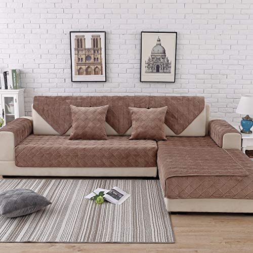 UIGJIOG Sofa Überwurfdecke Sectional Couch Überzug Für L-Form-Couch, Plüsch Griffige Sofa Schutzhülle Für Hunde Katzen, Abnehmbarer Anti-Fouling Sofabezug,Braun,1 Piece 90 * 180cm von UIGJIOG