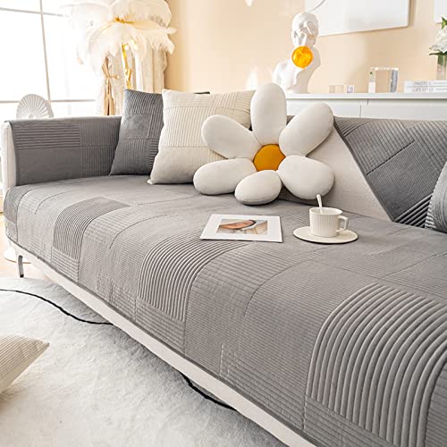 UIGJIOG Sofa Überzug L Form Sofabezug Samt 1 2 3 4 Sitzer,Weicher Couchbezug L Form, Anti-Rutsch Sofaüberwurf, Ecksofa Cover,Sofaschoner Für Hunde,Grau,1 pc 110x240cm von UIGJIOG