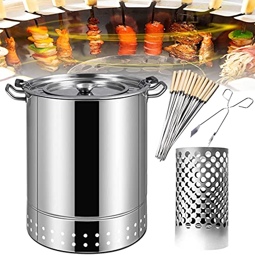 Raucher -Holzkohlefass Grill Vertikaler Grillhängeofen Edelstahl BBQ Grill Mesh Fass Mit 50 Prozentspieß von UIHECTA