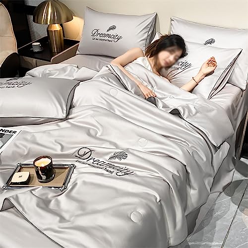 UIHECTA 2023 Neu Sommer Einfache Eisseidendecke, Leichte Sommerdecke, 4 Teiliges Doppelseitiges Set, KüHle Und Bequeme Waschbare BettwäSche, Einfach Zu SäUbern,005,150 * 200cm UIHECTA 2023 Neu Sommer Einfache Eisseidendecke, Leichte Sommerdecke, 4 Teiliges Doppelseitiges Set, KüHle Und Bequeme Waschbare BettwäSche, Einfach Zu SäUbern,005,150 * 200cm von UIHECTA