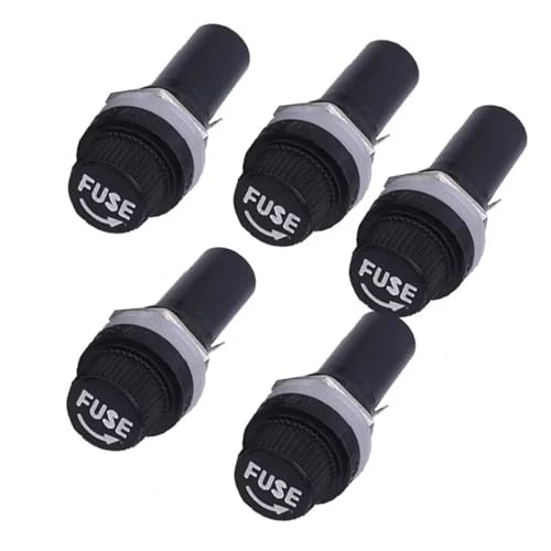 Schwarze Sicherung für Versicherungsrohrsitz, 5 x 20, Sicherungssitz 6 x 30, elektrischer Versicherungssitz aus Holz, hohe Temperatur, 5 Stück (6 x 30 mm) von UIHFIDIU