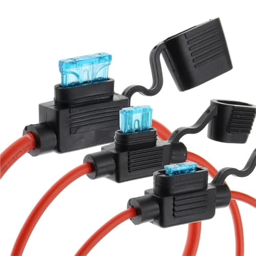 Sicherungshalter für Auto Mini klein und mittel 32V 18 16 14 12 10 AWG und Flachsicherung für Auto 3A 5A 7,5A 10A 15A 20A Mini Standard 1 Stück (Mini,16AWG_40A) von UIHFIDIU