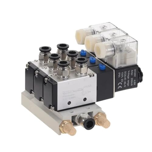 1 Stück 3-Wege 4V210-08 pneumatisches DC12V DC24V AC110 AC220 Dreifach-Magnetventil mit Basis-Steckanschluss-Schalldämpfer(10mm Fittings,AC 220V) von UIHMSWYAL