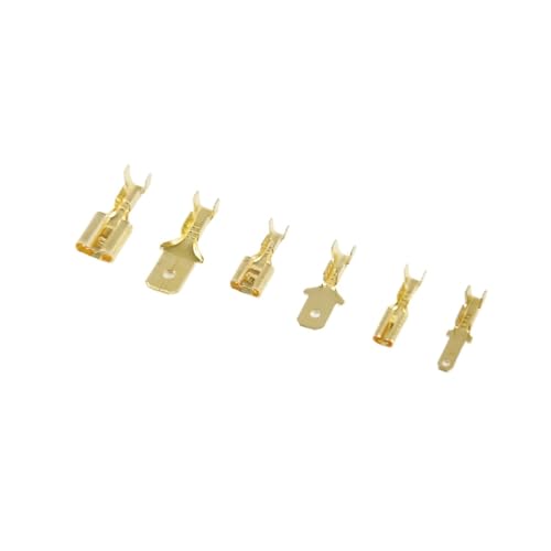 100 Stück 2,8/4,8/6,3 mm weibliche und männliche Crimp-Anschlüsse, Messing-Auto-Lautsprecher-Drahtverbinder und Isolierhüllen(6.3 Female 100PCS) von UIHMSWYAL