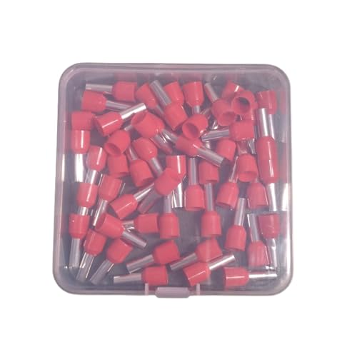 100 Stück verpackt E0508 ​​​​E7508 E1008 E1508 E2508 E6012 E10-12 Isolierte Aderendhülsen-Kabelverbinder-Drahtend-Crimp-Anschluss(Red,E6012) von UIHMSWYAL