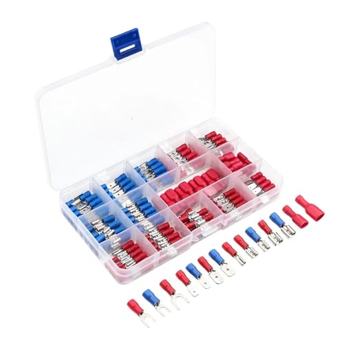 140 Stück isolierte Kabelverbinder, verschiedene Crimp-Spaten, Stoßring, Gabel-Set, Ringkabelschuhe, gerolltes Terminal-Set(140PCS) von UIHMSWYAL