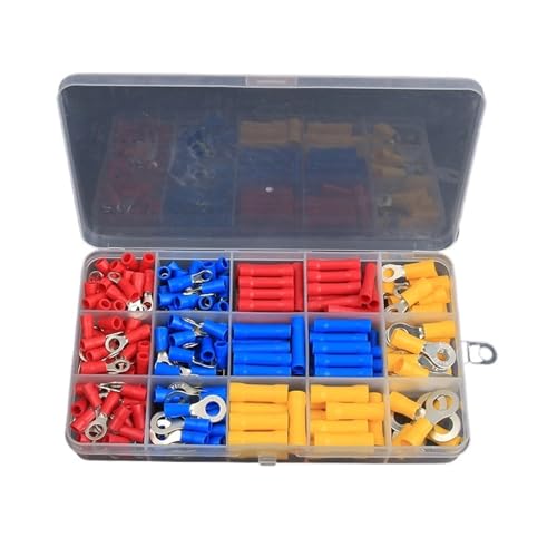 258 Stück RV-Ringkabelschuh-Elektrik-Crimpverbinder mit Box, sortierter Ringstoßdraht-Crimpklemmen-Drahtverbinder 258 Stück RV-Ringkabelschuh-Elektrik-Crimpverbinder mit Box, sortierter Ringstoßdraht-Crimpklemmen-Drahtverbinder von UIHMSWYAL