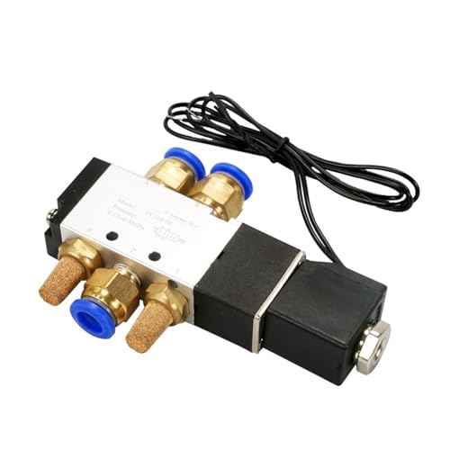 4V110-06 Fünfwege-2-Positionen-1/8-Zoll-Pneumatik-Magnetventil mit Draht DC12V DC24 AC110 AC220V mit Draht 4 mm/6 mm/8 mm/10 mm/12 mm(With-6mm-Fitting,AC220V) von UIHMSWYAL