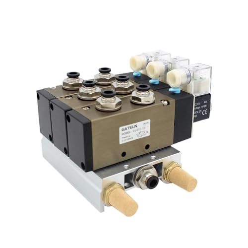 4V410-15 DC24V 12V AC220V AC110V 2-Positionen 5-Wege-Vierpositionen-Magnetventil Aluminiumbasis Zubehör Schalldämpfer-Set 3 4 5 6 Positionen(AC110V 8mm fittings) von UIHMSWYAL
