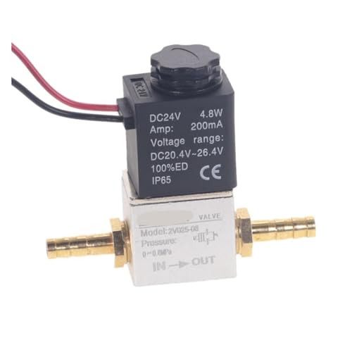 Kompressorventil 1/4 Zoll normalerweise geschlossenes pneumatisches Aluminium-Magnetventil 12 V 24 V Spannung, geeignet for Luft, Wasser, Öl(2V025-Wire-BT-4mm,12V DC) von UIHMSWYAL