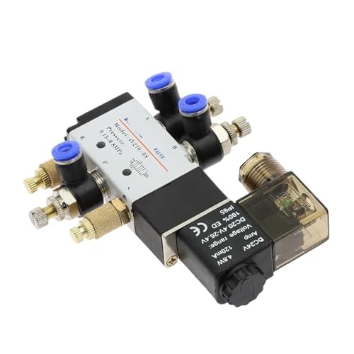 Pneumatisches elektrisches Magnetventil 5-Wege-2-Positionen-Steuerluft-Magnetventil 12V 24V 220V Spulenspannung 4mm-12mm Schlauchanschluss(SL 6mm Adjust,AC110) von UIHMSWYAL