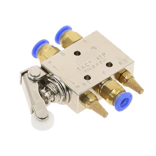 TAC2-41P Auslassventil 2 Positionen 5-Wege selbstrückstellender Rollenhebelschalter pneumatisches mechanisches Ventil 1/8 Gewinde mit Zubehör Schalldämpfer(TAC2-41P-PC6MM) von UIHMSWYAL