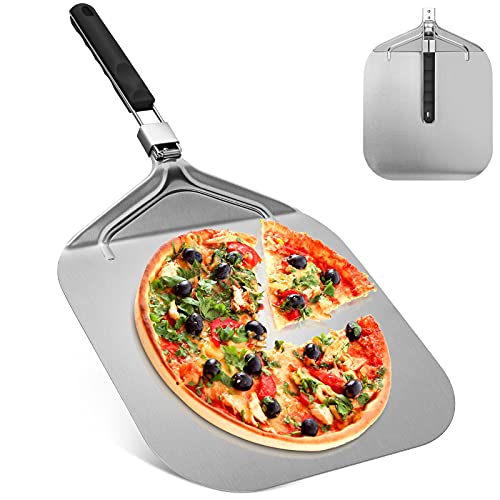 UIHOL Pizzaschieber Aluminium, Pizzaschaufel für den Grill Oder Ofe mit Praktischen Einklapp-Griff, Stabileres Profi Heimgebrauch Pizza Schaufel zum Einfachen Verstauen für Große Pizza von UIHOL