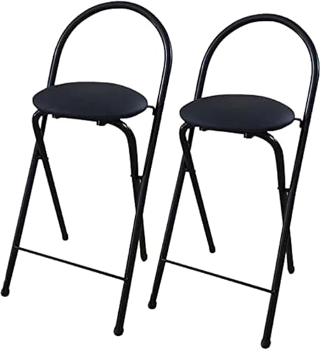 UINGBPXT 2er Set Barhocker mit Rückenlehne und Fußteil klappbar, rund, gepolstert mit Polyurethan, Hochstuhl, moderne Tischplattenhöhe von UINGBPXT