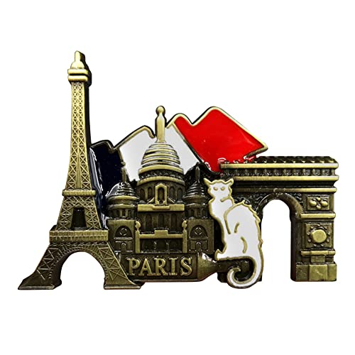 UINO Retro Paris Kühlschrankmagnete aus Metall | Kleine dekorative Spülmaschinen-Magnete aus Metall - Retro-Paris-Landschaft, kreative Whiteboard-Karikatur, magnetische Aufkleber, Souvenirs von UINO