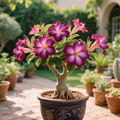 Wüstenrosen zum Anpflanzen/Herbstpflanzung für Frühlingsschönheit,Mehrjährig winterhart,gedeiht in Töpfen/(Wüstenrosenzwiebeln)-5rhizome-D von UIODERDC