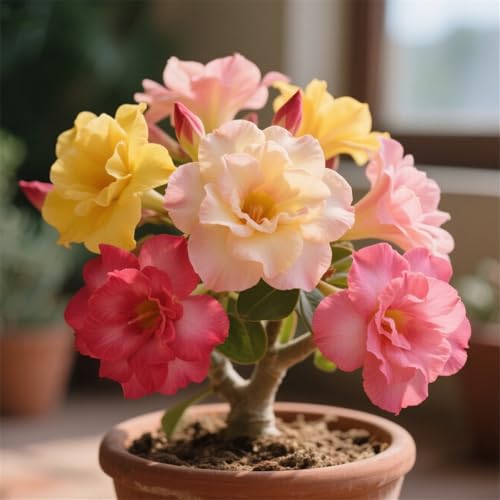 Wüstenrosen zum Anpflanzen&Herbstpflanzung für Frühlingsschönheit,gedeiht in Töpfen-Mehrjährig winterhart/(Wüstenrosenzwiebeln)-5Rhizome-A von UIODERDC