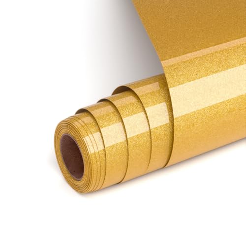 Plotterfolie Textil Glitzer Gold, Flexfolie Plotter Textil 30.5x182cm Transferfolie Plotter Flexfolie für Cricut und Silhouette Cameo,Gold Heat Transfer Viny Plotterfolie für Kleidung, Mützen Plotterfolie Textil Glitzer Gold, Flexfolie Plotter Textil 30.5x182cm Transferfolie Plotter Flexfolie für Cricut und Silhouette Cameo,Gold Heat Transfer Viny Plotterfolie für Kleidung, Mützen von UIOK