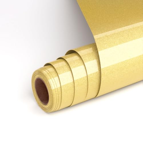 Plotterfolie Textil Glitzer Helles Gold, Flexfolie Plotter Textil 30.5x182cm Transferfolie Plotter Flexfolie für Cricut und Silhouette Cameo, Heat Transfer Viny Plotterfolie für Kleidung Plotterfolie Textil Glitzer Helles Gold, Flexfolie Plotter Textil 30.5x182cm Transferfolie Plotter Flexfolie für Cricut und Silhouette Cameo, Heat Transfer Viny Plotterfolie für Kleidung von UIOK