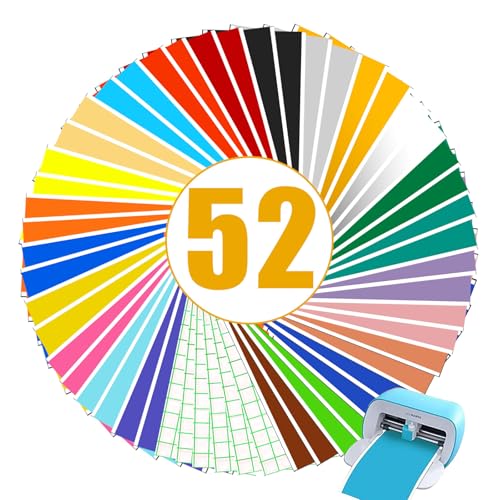 Smart Vinyl Permanent, Smart Adhesive Vinyl Permanent für Cricut Joy 46 Stück Smart Vinylfolie Plotter mit 6 Transferfolie Plotter Set, Vinyl Permanent Selbstklebende für DIY Tassen Muster Dekoration von UIOK