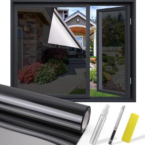 UIOK Spiegelfolie Fenster Sichtschutz, Fensfolie Sonnenschutzfolie Fenster innen oder außen 44.5 x 400 cm UV-Schutz Spiegelfolie, Fensterfolie Blickdicht Dunkelgrau Selbstklebend Sichtschutzfolie UIOK Spiegelfolie Fenster Sichtschutz, Fensfolie Sonnenschutzfolie Fenster innen oder außen 44.5 x 400 cm UV-Schutz Spiegelfolie, Fensterfolie Blickdicht Dunkelgrau Selbstklebend Sichtschutzfolie von UIOK