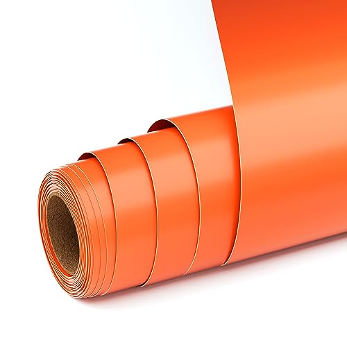 UIOK Vinylfolie Plotter Matte Orange Selbstklebende Folie, 12" x 15ft Vinyl Plotterfolie Rollen Selbstklebende Folie für Cricut und Anderen Bastelschneidern DIY Dekorfolie (Orange) von UIOK