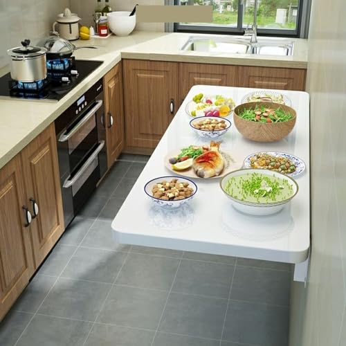 UIONBUN Wandmontierter Klapptisch, weiß, mehrere Größen, 60 x 30 cm, 23 Zoll x 12 Zoll(60 * 30Cm/23Inch*12Inch) von UIONBUN