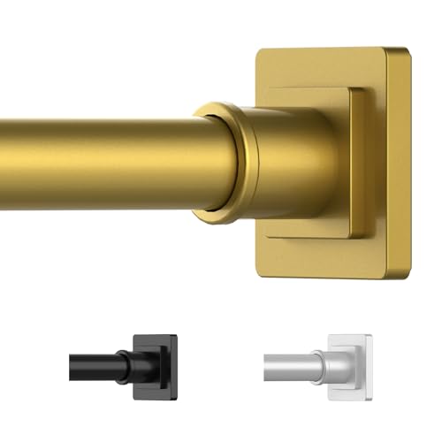UIOSANRT Gold Duschvorhangstange 78,9-139,7 cm rutschfeste Duschstange Spannung montiert ohne Bohren Duschvorhangstangen Federspannstange Verstellbare Spannung Gardinenstange für Fenster Badezimmer von UIOSANRT