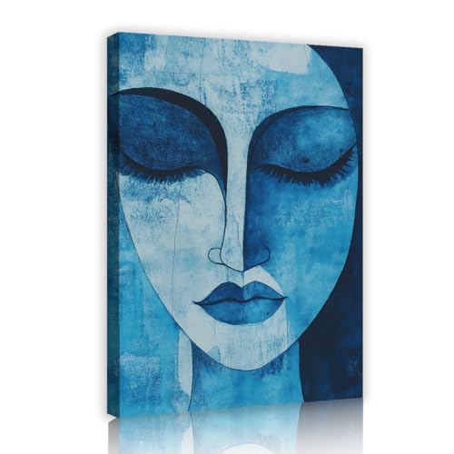 Abstrakte blaue Leinwand Wandkunst Moderne Aquarell Bilder Kunstwerk Drucke Zeitgenössische Poster Malerei für Wohnzimmer Wohnkultur 35x55cm Innenrahmen von UIRINGART