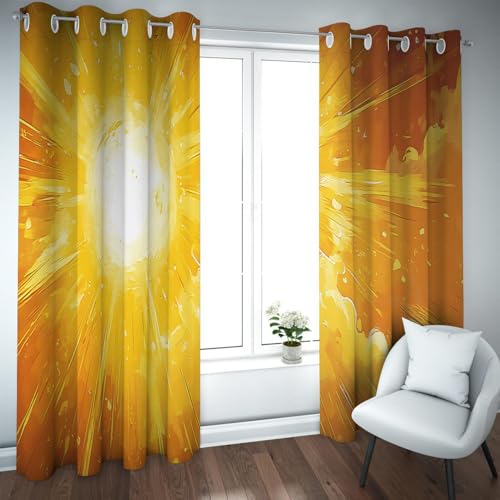Kreatives Design Verdunkelungsvorhänge Energiesparendes Wohnzimmer Abstrakt Gelb Wolke Morgensonne Schalldichte Fenstervorhänge 2 Paneele B140xH200cm von UIRINGART