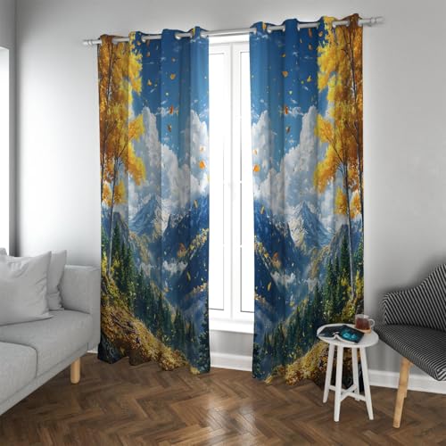 Landhausstil Verdunkelungsvorhänge Berg schönes Design Herbst Wald Gelbe Bäume Isolierte Fenstervorhänge für Schlafzimmer 2 Paneele B228xH228cm Landhausstil Verdunkelungsvorhänge Berg schönes Design Herbst Wald Gelbe Bäume Isolierte Fenstervorhänge für Schlafzimmer 2 Paneele B228xH228cm von UIRINGART
