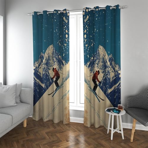 Moderne Stil Verdunkelungsvorhänge für das ästhetische Design des Klassenzimmers Schneeflocke Eisberg Skifahren Wärmeisolierte Fenstervorhänge 2 Paneele B117xH229cm Moderne Stil Verdunkelungsvorhänge für das ästhetische Design des Klassenzimmers Schneeflocke Eisberg Skifahren Wärmeisolierte Fenstervorhänge 2 Paneele B117xH229cm von UIRINGART