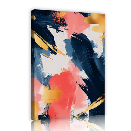 UIRINGART Abstrakte bunte Pinselstrich Leinwand Wandkunst Moderne Bilder Kunstwerke Drucke Zeitgenössische Poster Malerei für Wohnzimmer Büro Dekor 75x120cm Innenrahmen von UIRINGART