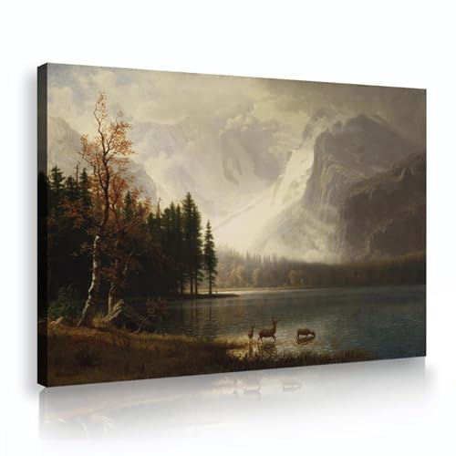 UIRINGART Albert Bierstadt Berühmtes Gemälde Replik Museum Qualität Kunstwerk Estes Park Colorado Whytes Lake Leinwand Wandkunstdruck für Küche Dekor 65x100cm Innenrahmen von UIRINGART