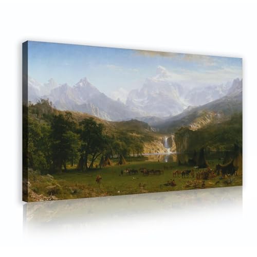 UIRINGART Albert Bierstadt Große Leinwanddrucke Weltberühmtes Gemälde Replik Kunstwerk Die Rocky Mountains Lander's Peak Wandkunst für Spielzimmer Dekor 40x70cm Innenrahmen von UIRINGART