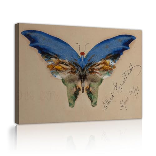 UIRINGART Albert Bierstadt Große Leinwanddrucke weltberühmte Malerei Replik Kunstwerk blauer Schmetterling Wandkunst für Wohnzimmer Wohnkultur 60x90cm Innenrahmen von UIRINGART