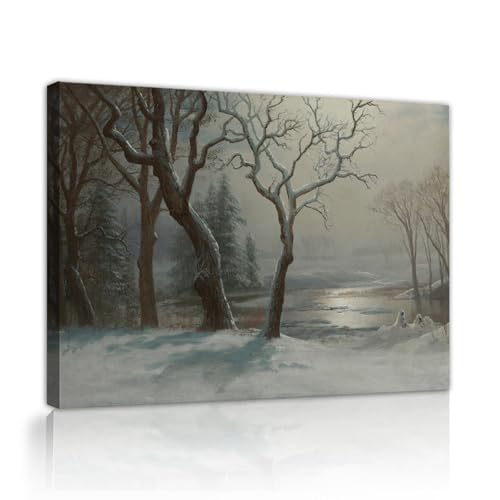 UIRINGART Albert Bierstadt Leinwanddrucke weltberühmte Malerei Replik Kunstwerk Winter in Yosemite Wandkunst für Wohnzimmer Wohnkultur 75x120cm Innenrahmen von UIRINGART