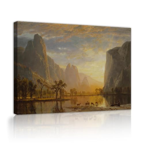UIRINGART Albert Bierstadt Leinwanddrucke weltberühmtes Gemälde Replik Kunstwerk Tal des Yosemite Wandkunst für Wohnzimmer Wohnkultur 40x60cm Innenrahmen von UIRINGART