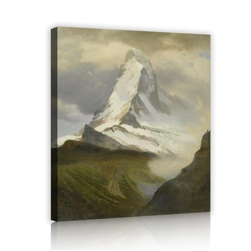 UIRINGART Albert Bierstadt Wandgemälde Leinwanddrucke weltberühmtes Gemälde Replik Kunstwerk das Matterhorn Wandkunst für Konferenzraum Dekor 80x110cm Innenrahmen von UIRINGART