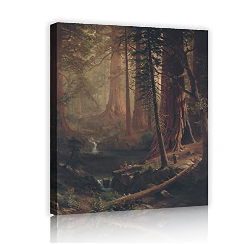 UIRINGART Albert Bierstadt berühmte Malerei Replik Kunstwerk riesige Redwood Bäume von Kalifornien Leinwanddruck Wandkunstgalerie verpackt für Studie Dekor 80x110cm Innenrahmen von UIRINGART