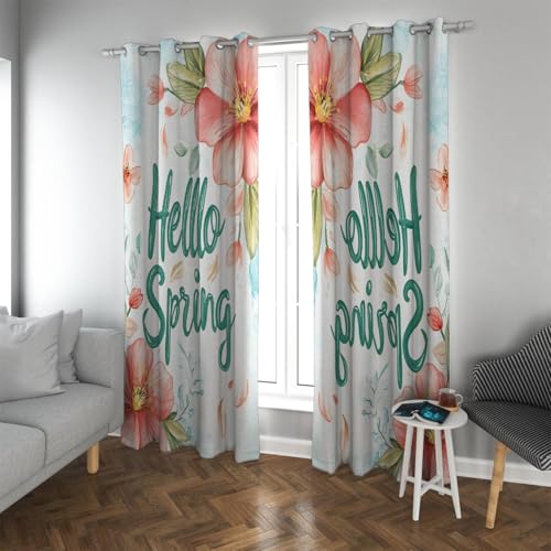 UIRINGART Aquarellstil Alle Jahreszeiten Verdunkelungsvorhänge Frühling Rosa Blume Botanisches Muster Thermische Fenstervorhänge für Wohnzimmer 2 Paneele B117xH137cm UIRINGART Aquarellstil Alle Jahreszeiten Verdunkelungsvorhänge Frühling Rosa Blume Botanisches Muster Thermische Fenstervorhänge für Wohnzimmer 2 Paneele B117xH137cm von UIRINGART
