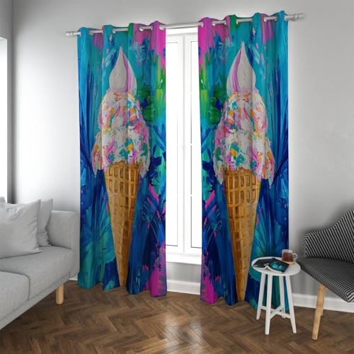 UIRINGART Bunte Graffiti Kunst Verdunkelungsvorhänge Verträumter Farbverlauf Leckeres Eiscrememuster Energiesparende Fenstervorhänge für Schlafzimmer 2 Paneele B96xH114cm UIRINGART Bunte Graffiti Kunst Verdunkelungsvorhänge Verträumter Farbverlauf Leckeres Eiscrememuster Energiesparende Fenstervorhänge für Schlafzimmer 2 Paneele B96xH114cm von UIRINGART