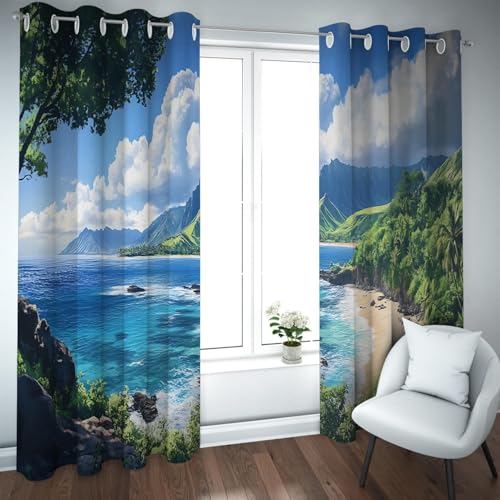 UIRINGART Küstenlandschaft Verdunkelungsvorhänge Tropische Palmen Wald Meer Insel Landschaft Raum Verdunkelung Fenstervorhänge für Schiebetür 2 Paneele B180xH245cm UIRINGART Küstenlandschaft Verdunkelungsvorhänge Tropische Palmen Wald Meer Insel Landschaft Raum Verdunkelung Fenstervorhänge für Schiebetür 2 Paneele B180xH245cm von UIRINGART