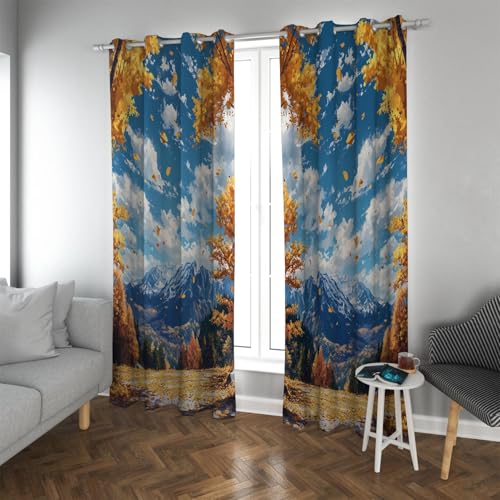 UIRINGART Landhausstil Verdunkelungsvorhänge Bergwald Herbst Landschaft Wärmeisolierte Fenstervorhänge für Wohnzimmer 2 Paneele B228xH228cm UIRINGART Landhausstil Verdunkelungsvorhänge Bergwald Herbst Landschaft Wärmeisolierte Fenstervorhänge für Wohnzimmer 2 Paneele B228xH228cm von UIRINGART