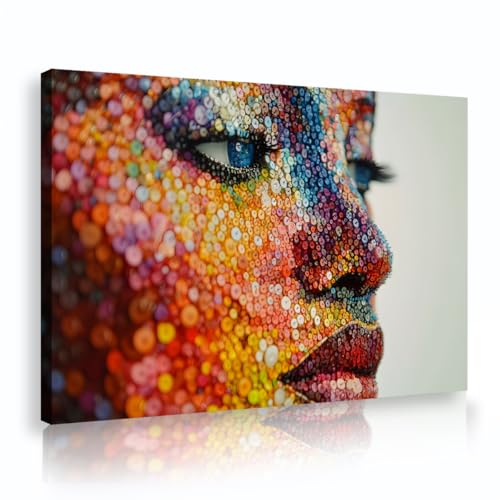 UIRINGART Moderne Farben Leinwand Wandkunst Zeitgenössische Bilder Kunstwerke Drucke Ästhetische Frau Gesicht Porträt Poster Malerei für Wohnzimmer Dekor 65x100cm Innenrahmen von UIRINGART